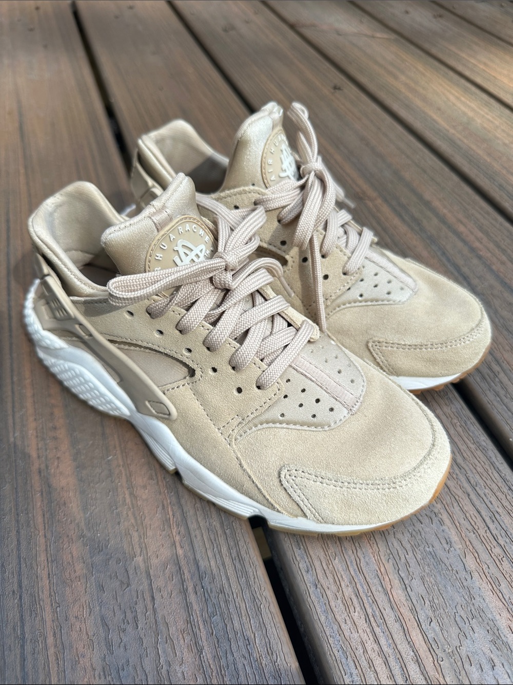 Nike Beige Suede Huarache Sneakers